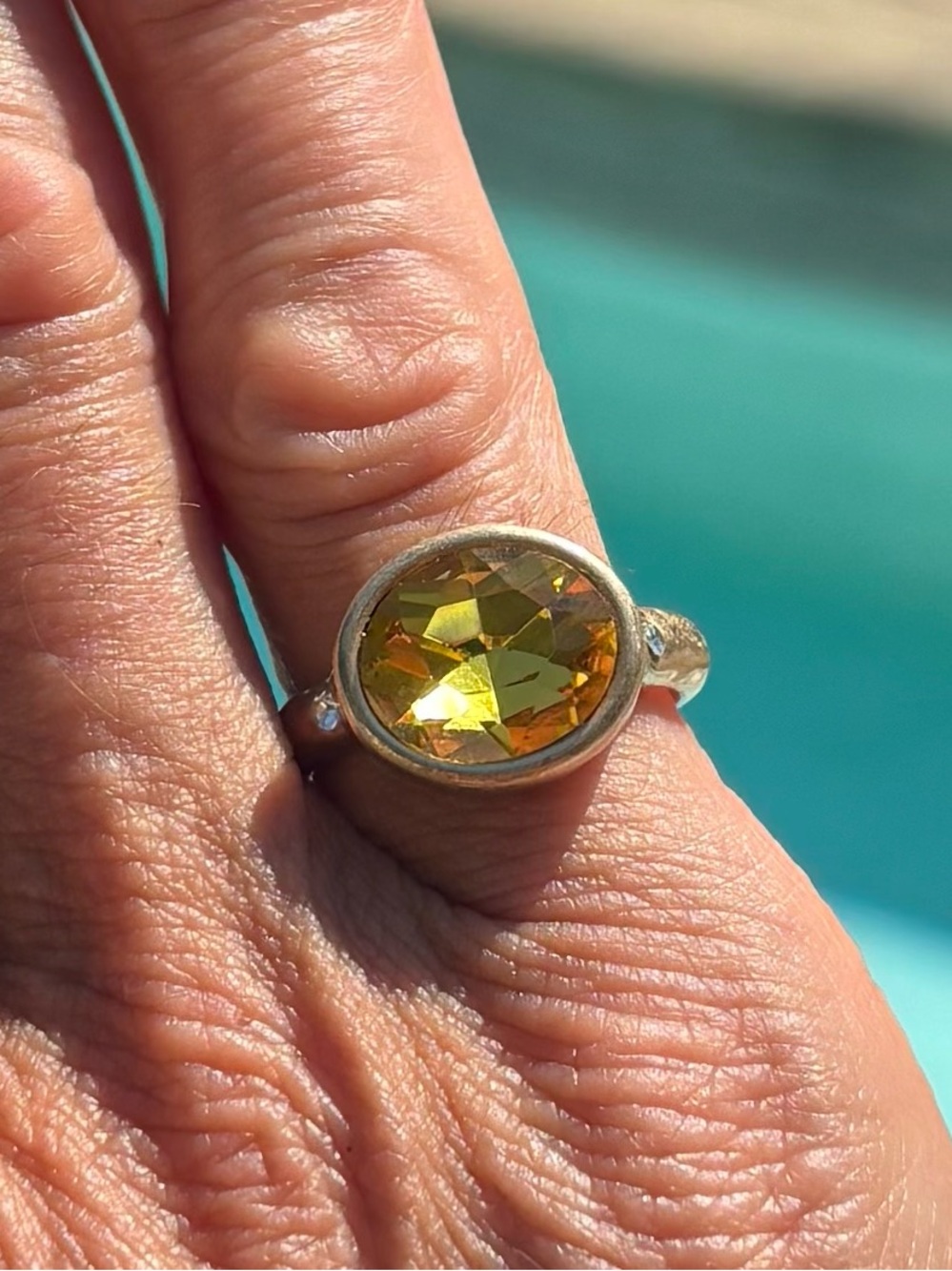 Park Lane Matte Gold with Yellow Citrine-Tone Round Gemstone Ring